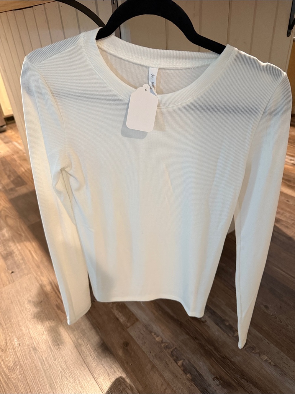 Wishlist White Ribbed Long-Sleeve Crew Top